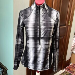 Tekgear   Tekdry   athletic jacket Poly stretch black white gray 1/2 zip  size S